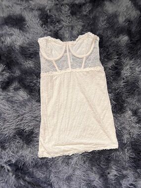Lace Trim Slip Dress - White